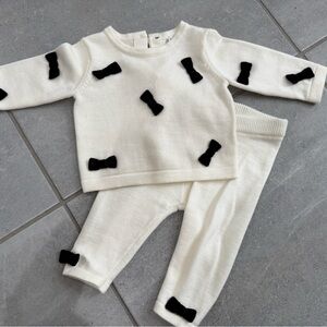 Janie and Jack Ivory Sweater with Black Accents